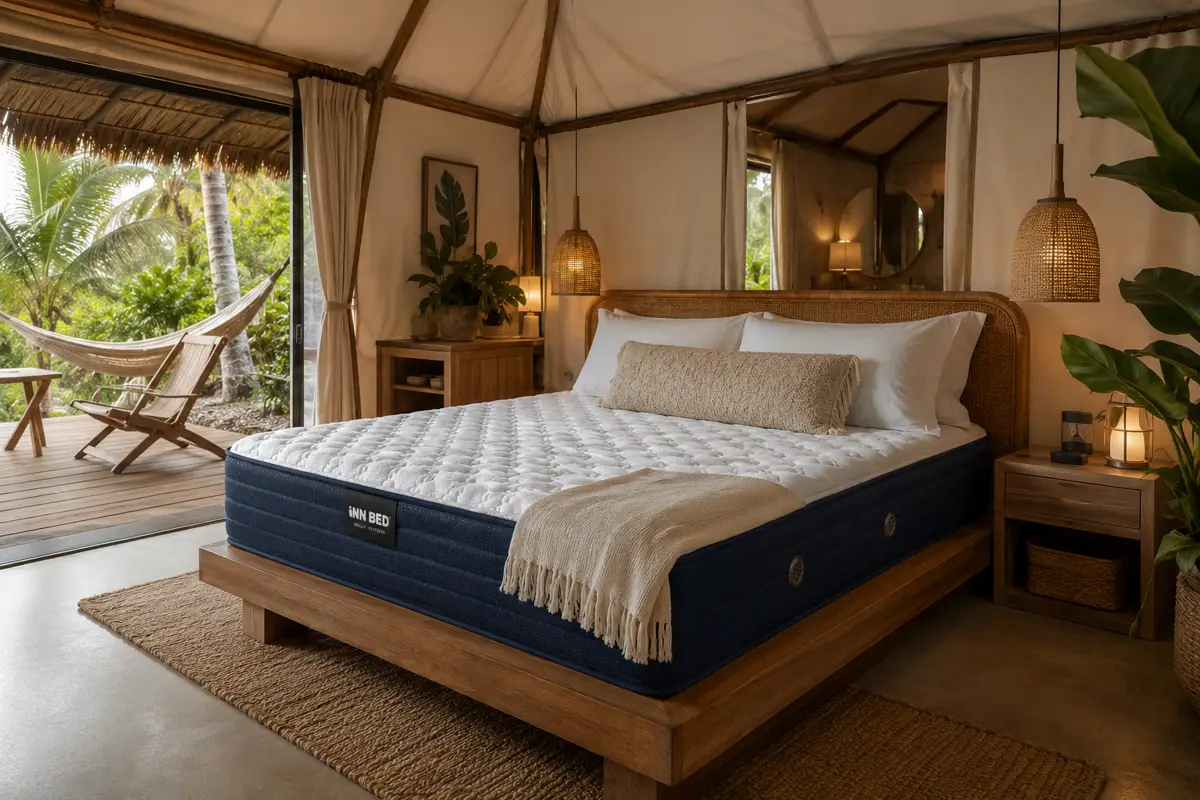 Visualización de una habitación de hospitality con un colchón INN bed